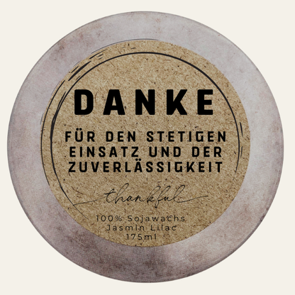 Handgemachte Duftkerze „Danke für deinen Einsatz“ – handmade von DochtFreunde (Bild 4)