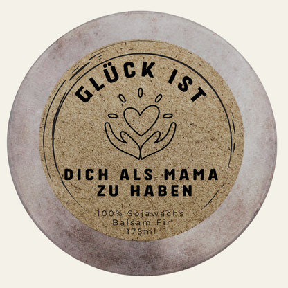 Personalisierte Duftkerze „Glück ist dich als Mama zu haben“ – handmade von DochtFreunde (Bild 3)