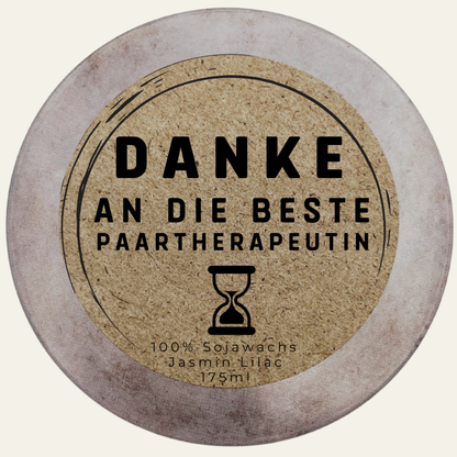Danke beste Paartherapeutin – personalisierte Duftkerze aus Sojawachs, handmade von DochtFreunde (Bild 4)