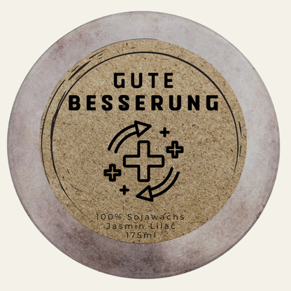 Gute Besserung – personalisierte Duftkerze aus Sojawachs, handmade von DochtFreunde (Bild 4)