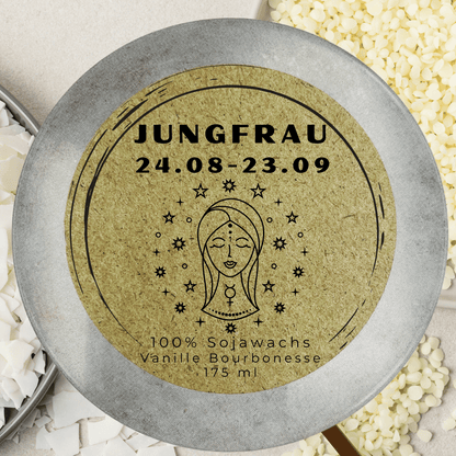 Sternzeichen Jungfrau Duftkerze - Handgemachte Sojawachs-Kerze – handmade von DochtFreunde (Bild 3)