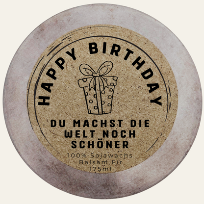 Personalisierbare Duftkerze „Happy Birthday - Du machst die Welt noch schöner “ – handmade von DochtFreunde (Bild 3)