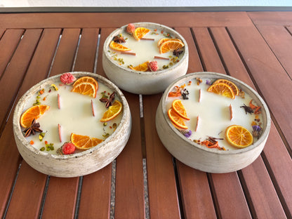 Handbesetze XXL Outdoor Citronella-Betonkerze „Big Grey - Mugge Schreck“ – handmade von DochtFreunde (Bild 6)