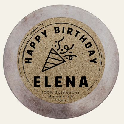 Handgemachte und personalisierte Duftkerze „Happy Birthday, Dein Name“ – handmade von DochtFreunde (Bild 3)