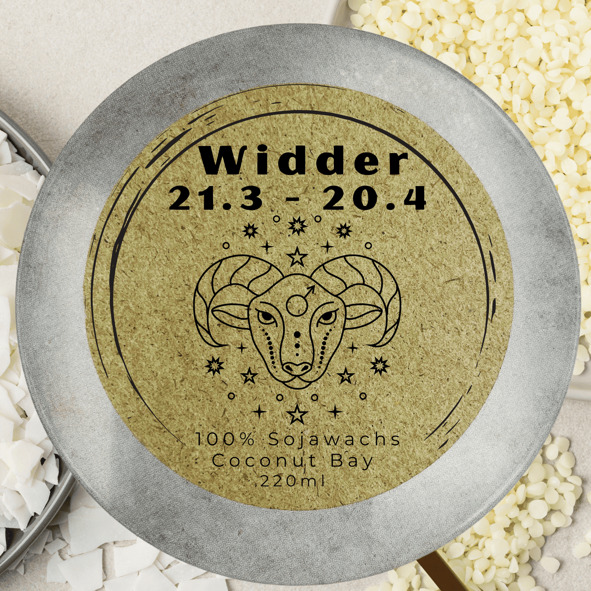 Sternzeichen Widder Duftkerze - Handgemachte Sojawachs-Kerze - Personalisiertes – handmade von DochtFreunde (Bild 3)