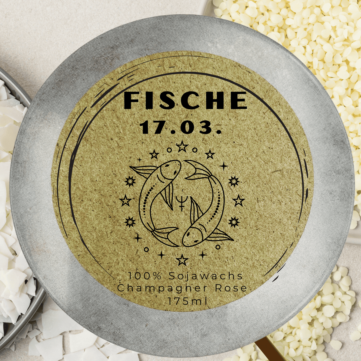 Sternzeichen Fische Duftkerze - Handgemachte Sojawachs-Kerze - Personalisiertes – handmade von DochtFreunde (Bild 3)