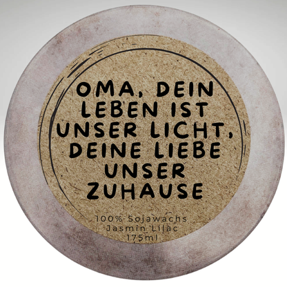 Personalisierte Sojawachs-Duftkerze „Danke Beste Oma“ – handmade von DochtFreunde (Bild 4)
