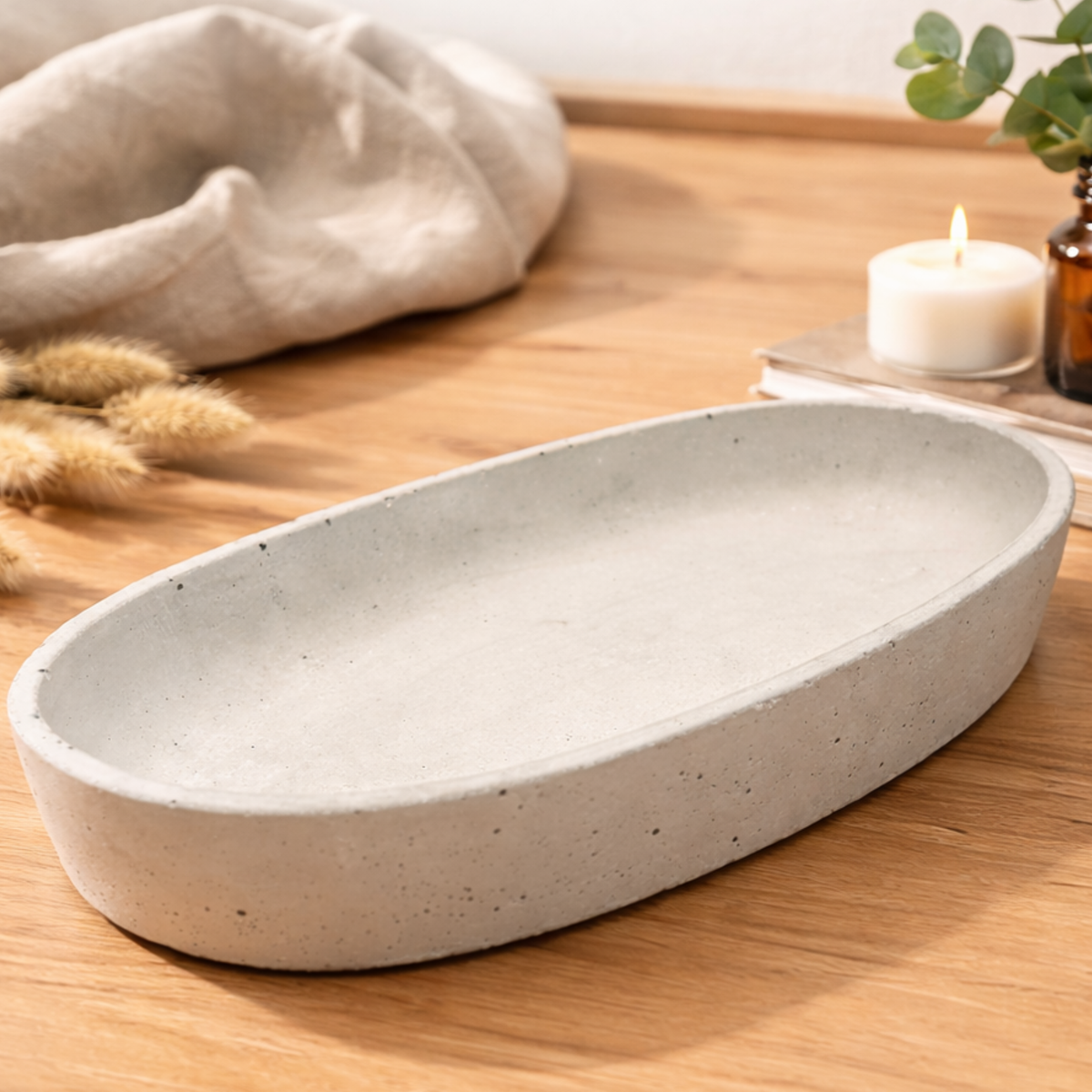 Handgemachte Betonschale "Oval" (29 cm) – handmade von DochtFreunde (Bild 2)