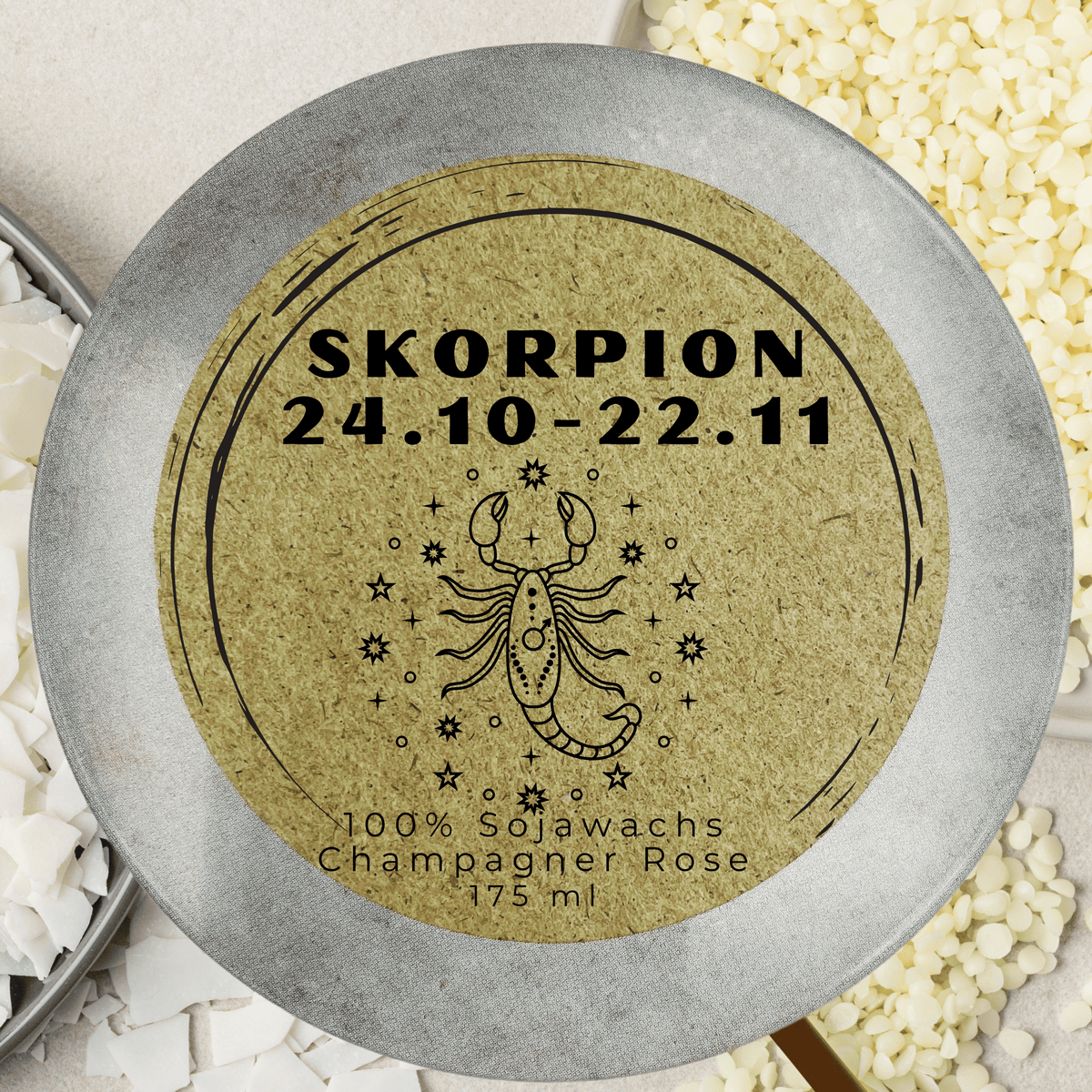 Sternzeichen Skorpion Duftkerze - Handgemachte Sojawachs-Kerze – handmade von DochtFreunde (Bild 3)