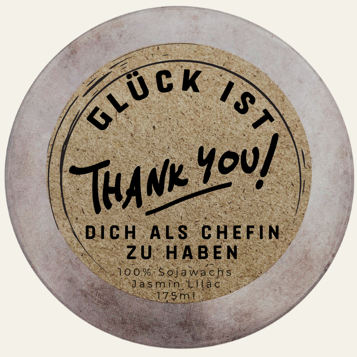 Personalisierte Duftkerze mit Deckel „Glück ist dich als Chefin zu haben“ – handmade von DochtFreunde (Bild 3)