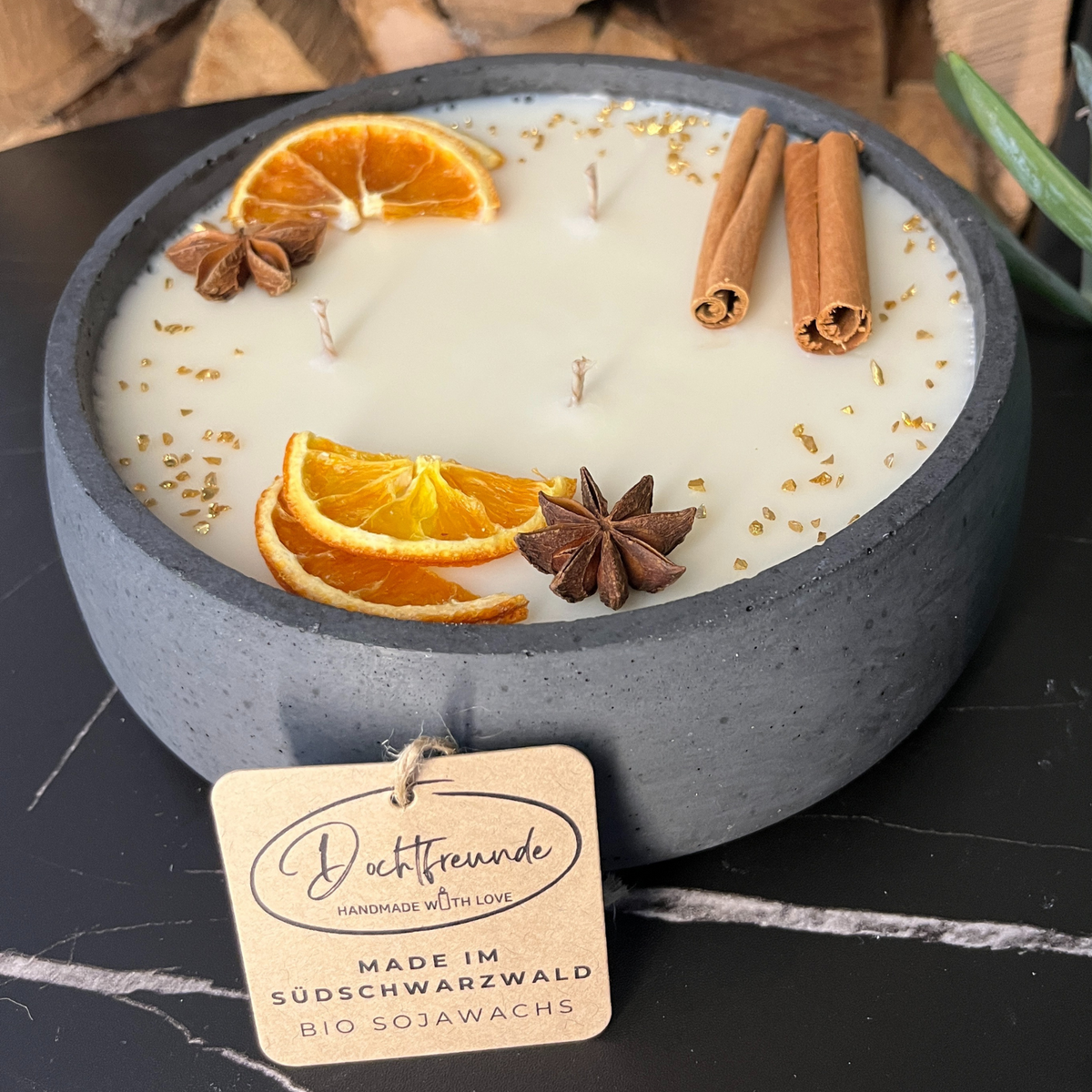 Handgemachte Betonkerze "Big Black"  Duft Vanilla Toffee von DochtFreunde – handmade von DochtFreunde (Bild 1)