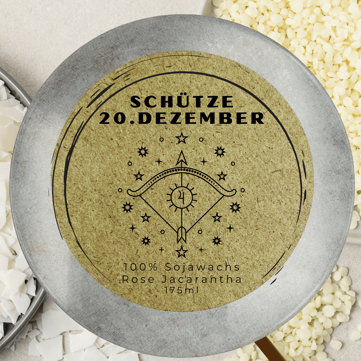 Sternzeichen Schütze Duftkerze - Handgemachte Sojawachs-Kerze – handmade von DochtFreunde (Bild 3)