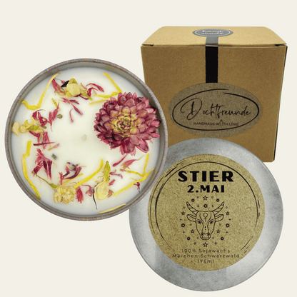 Sternzeichen Stier - Handgemachte Sojawachs-Kerze - Personalisiertes – handmade von DochtFreunde (Bild 1)