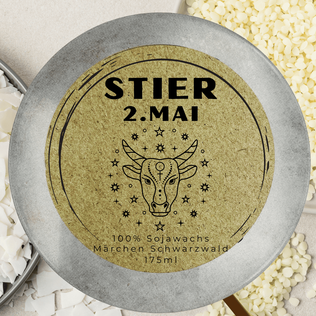 Sternzeichen Stier - Handgemachte Sojawachs-Kerze - Personalisiertes – handmade von DochtFreunde (Bild 3)