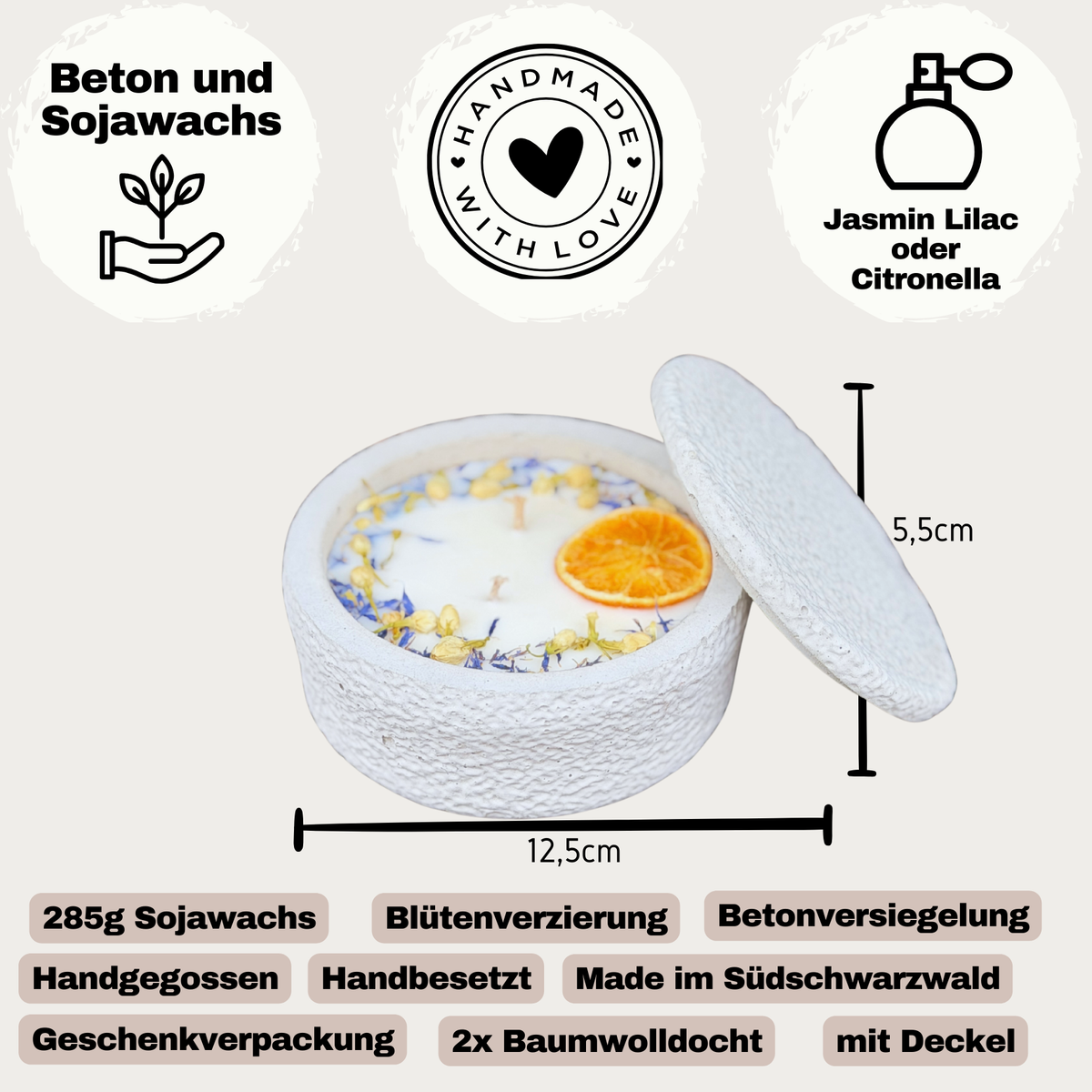 Betonkerze mit Deckel "Grey Secret – handmade von DochtFreunde (Bild 3)