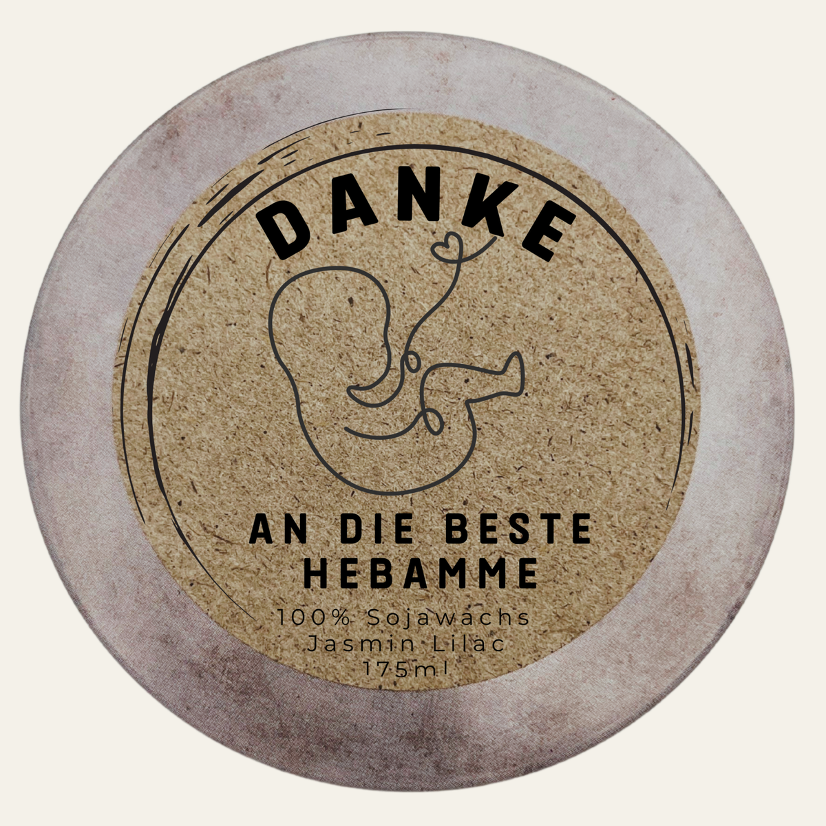 Personalisierte Duftkerze mit Deckel „Danke an die beste Hebamme“ – handmade von DochtFreunde (Bild 4)