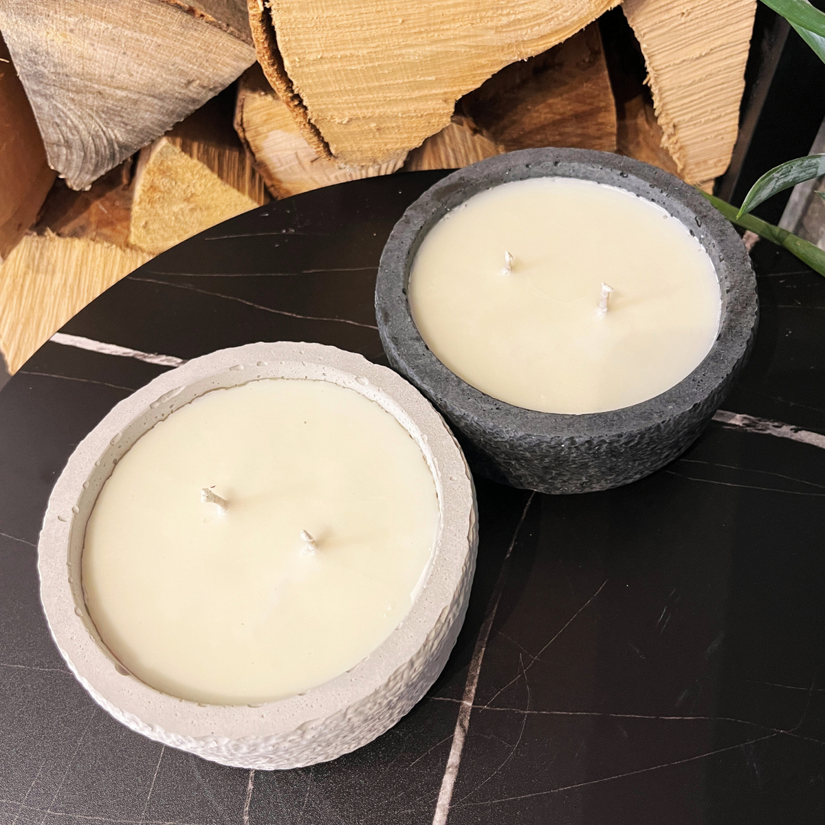 Beton-Kerzen Set "Natural Duo" (Schwarz & Grau) – handmade von DochtFreunde (Bild 2)