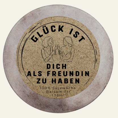 Personalisierte Duftkerze mit Deckel Handbesetzt „Glück ist dich als Freundin – handmade von DochtFreunde (Bild 3)