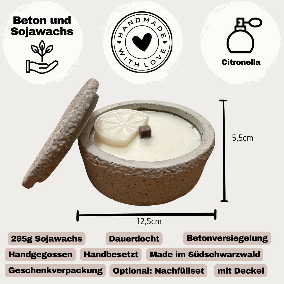 Wachsfresser aus Beton mit Deckel – handmade von DochtFreunde (Bild 5)