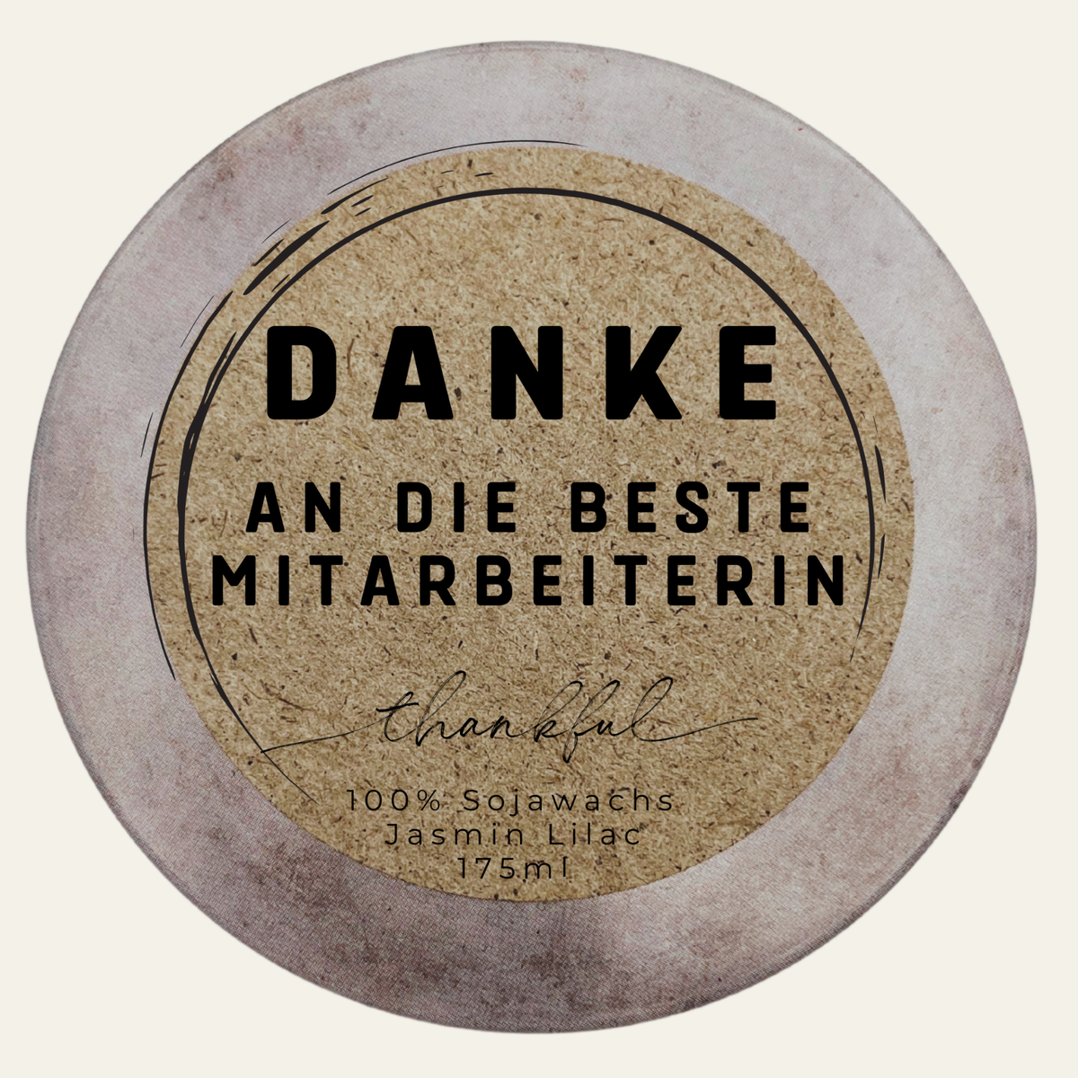 Handgemachte Duftkerze „Danke Beste Mitarbeiterin“ – handmade von DochtFreunde (Bild 3)