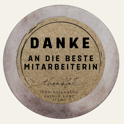Handgemachte Duftkerze „Danke Beste Mitarbeiterin“ – handmade von DochtFreunde (Bild 3)