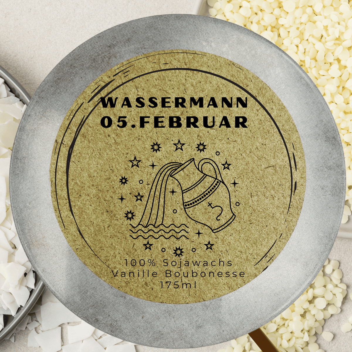 Sternzeichen Wassermann Duftkerze - Handgemachte Sojawachs-Kerze – handmade von DochtFreunde (Bild 3)