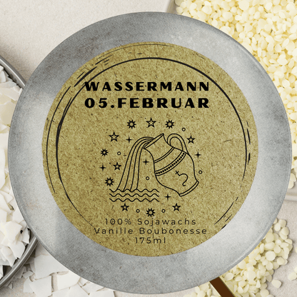 Sternzeichen Wassermann Duftkerze - Handgemachte Sojawachs-Kerze – handmade von DochtFreunde (Bild 3)