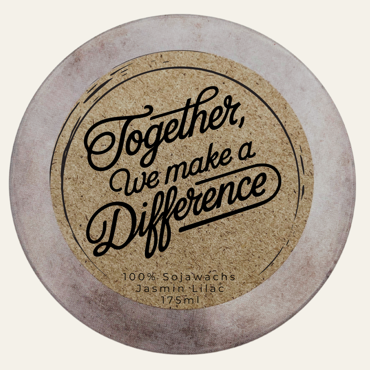 Handgemachte Duftkerze „Together We Make A Difference“ – handmade von DochtFreunde (Bild 3)