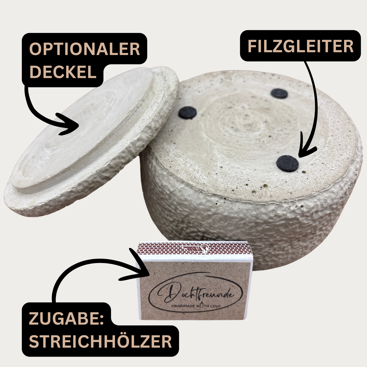 Outdoor Citronella-Betonkerze „Mugge Schreck“ – handmade von DochtFreunde (Bild 4)