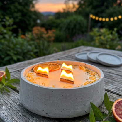 XXL Betonkerze mit 3 Holzdochten – handmade von DochtFreunde (Bild 5)