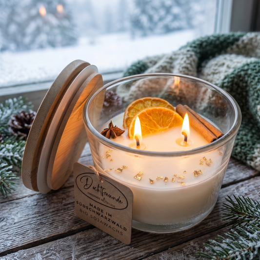 Premium Winter-Duftkerze im Glas – handmade von DochtFreunde (Bild 1)