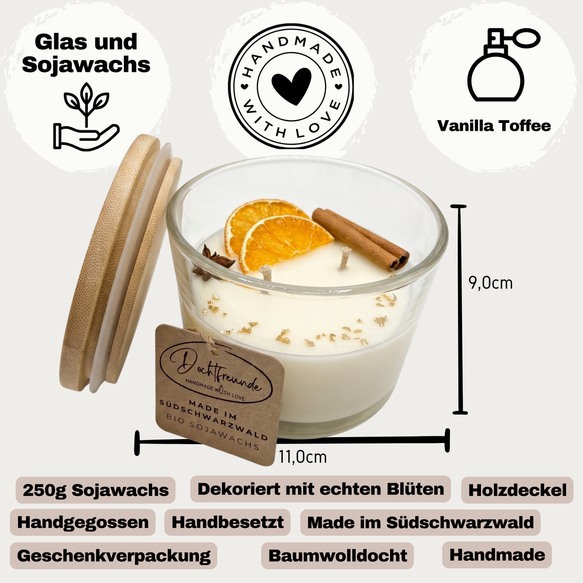 Premium Winter-Duftkerze im Glas – handmade von DochtFreunde (Bild 3)