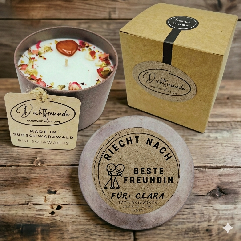 Personalisierte Kerze Beste Freundin – handmade von DochtFreunde (Bild 2)