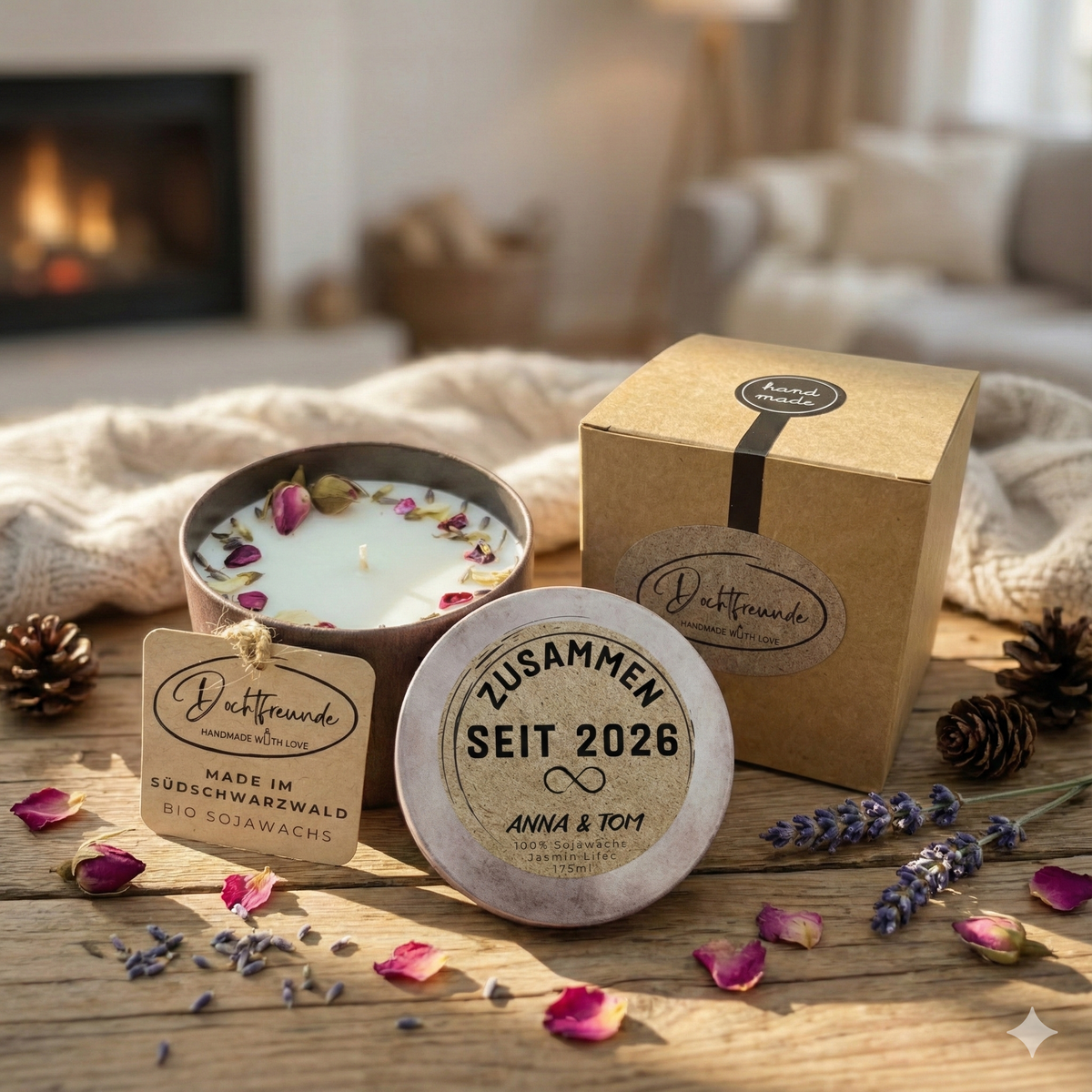 DochtFreunde Personalisierte Duftkerze mit Namen und Datum – handmade von DochtFreunde (Bild 5)