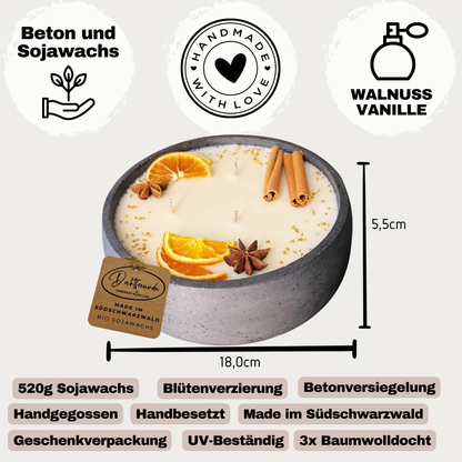 Handgemachte Betonkerze "Big Schwarzwald" – Vanilla Toffee Duft