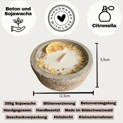 HANDGEMACHTE Citronella BETONKERZE Schwarz - Stilvolle Sojawachskerze für Ihr – handmade von DochtFreunde (Bild 3)
