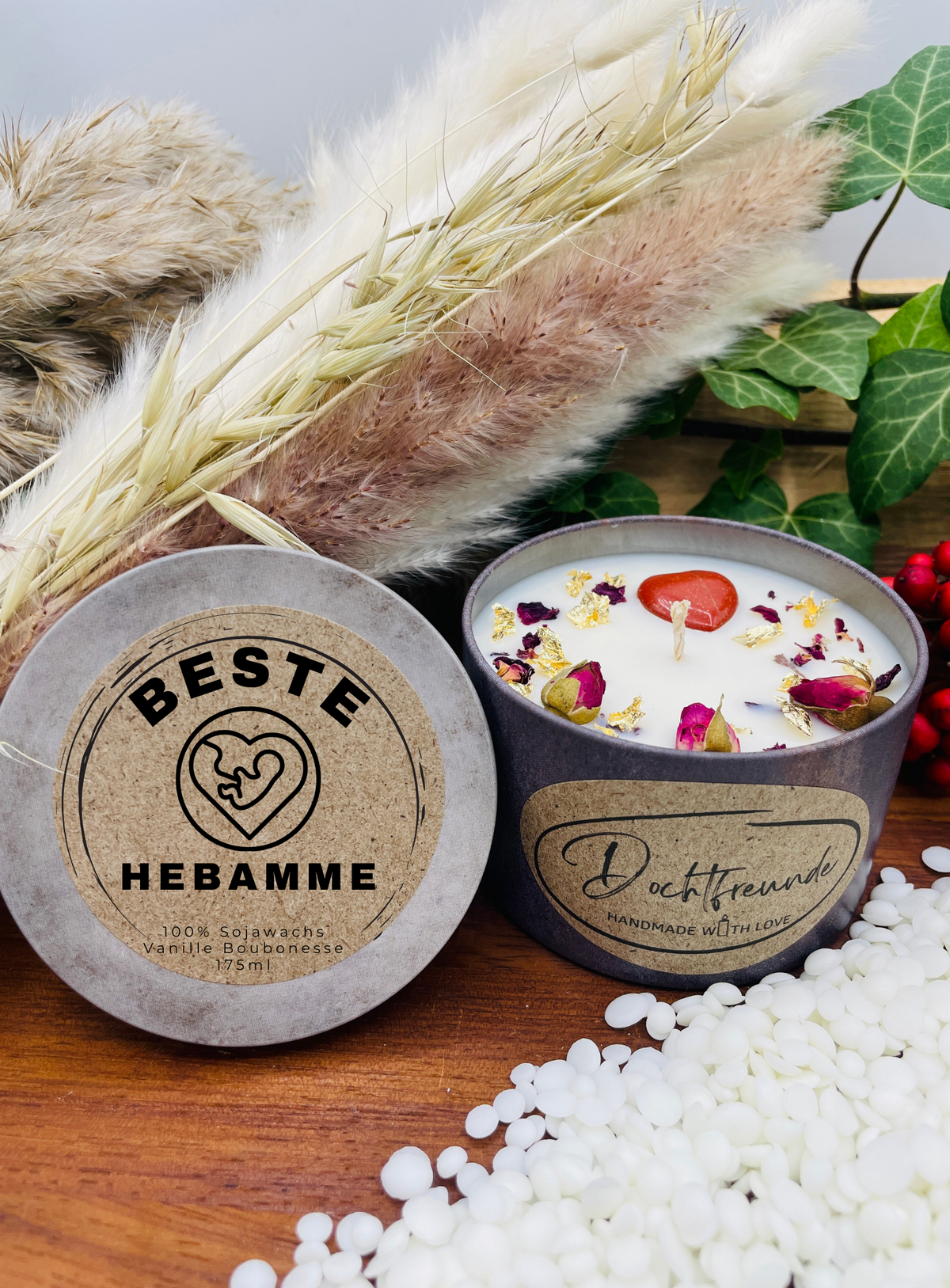 Beste Hebamme Sojawachskerze – Dankeschön für die Hebamme nach Geburt und Wochenbett, handgemachtes Kerzengeschenk von DochtFreunde