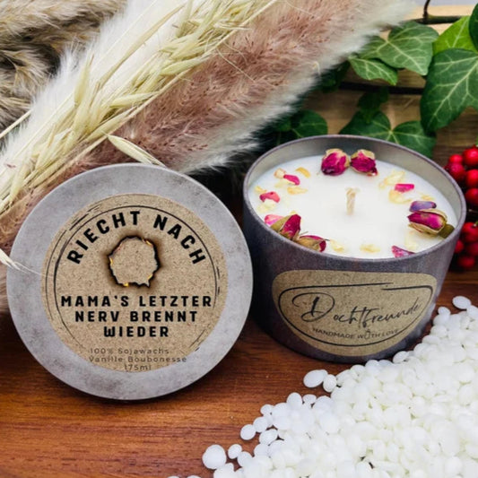 Riecht nach MAMA's letzter Nerv brennt wieder - Geschenk für Mütter mit kurzer – handmade von DochtFreunde (Bild 1)