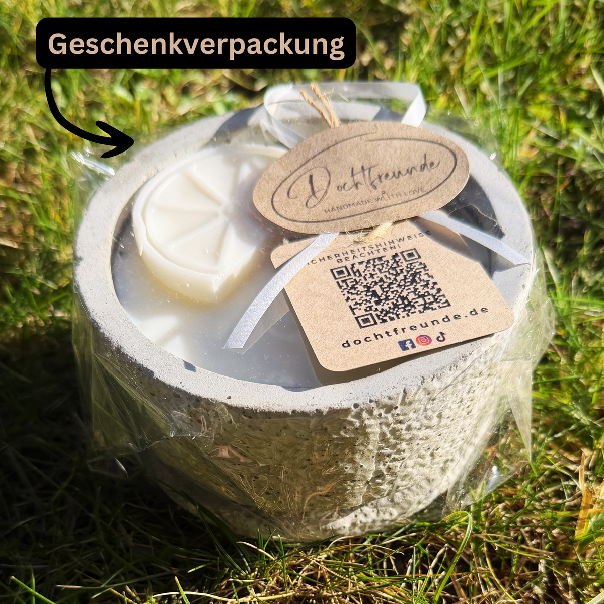 Wachsfresser aus Beton mit Deckel – handmade von DochtFreunde (Bild 3)
